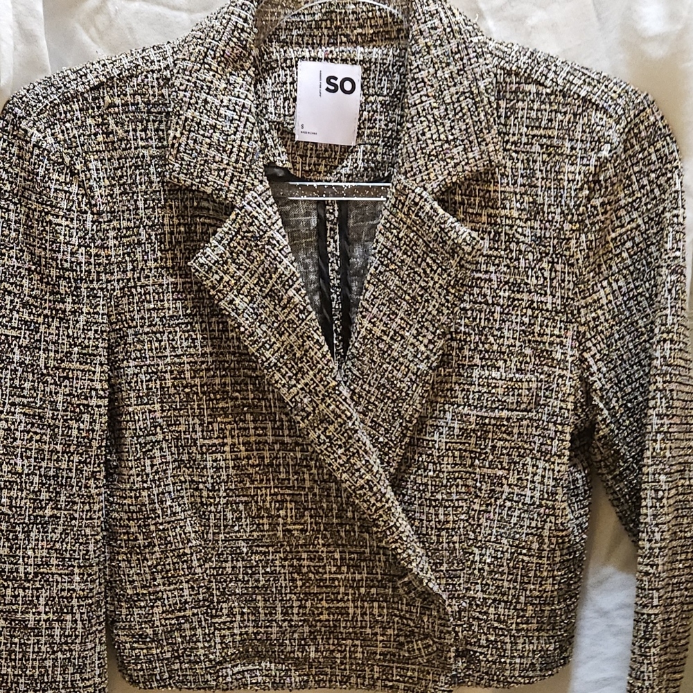 SO Women's Black and White Tweed Jacket